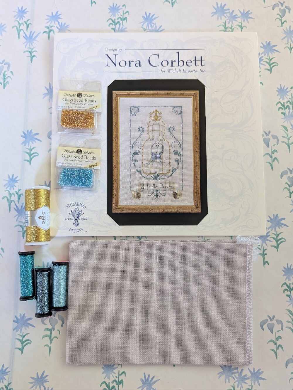 Mirabilia Nora Corbett 12 Days of Christmas Two Turtle Doves Cross Stitch Kit